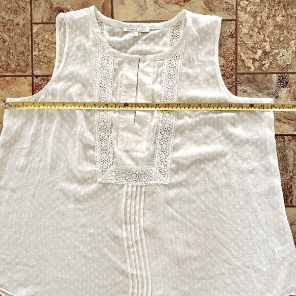 Daniel Rainn WHITE Sheer Swiss Dot Crochet Trim Tank Top - 3X - Picture 10 of 11